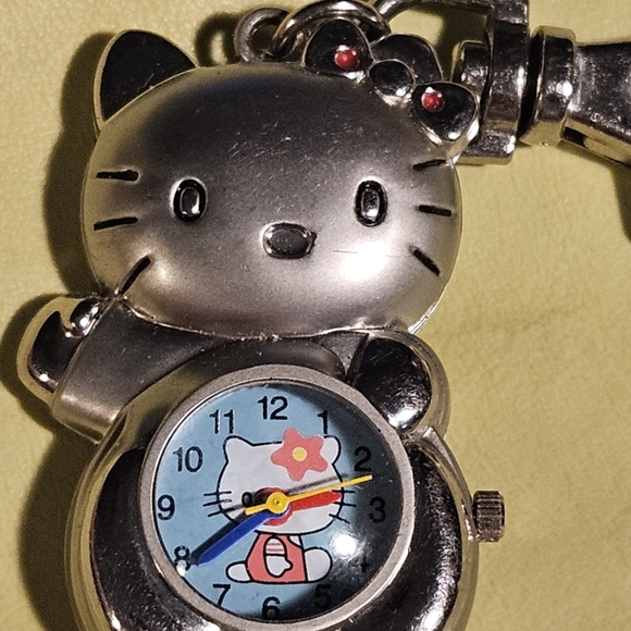 Hello Kitty Watch-Compass Silver Tone New Battery Works Great